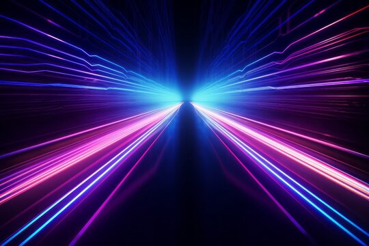 Futuristic and high-tech  background with neon light trails