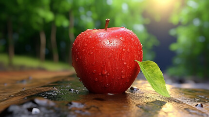 A  clipart of a ripe, juicy apple with a shiny red skin, perfect for illustrating healthy eating concepts.