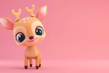 Adorable 3D Rendered Baby Deer Expressing Joy in a Vibrant Children's Playground