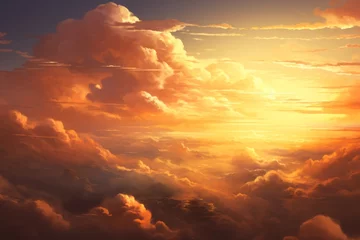Fotobehang The sun is shining through the clouds in the sky © KerXing