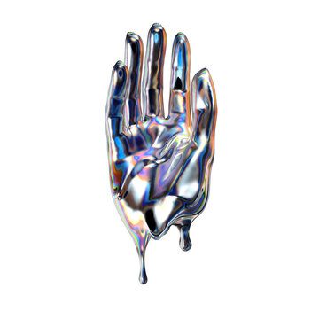 3d render iridescent liquid metallic paint abstract futuristic design idea 3d illustration