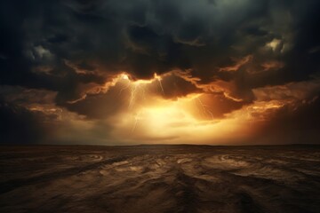 Storm is coming in over a vast expanse of land - obrazy, fototapety, plakaty