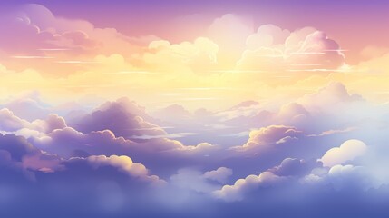 Vivid purple and yellow cloud resembling chrome reflections in a misty sky environment - obrazy, fototapety, plakaty