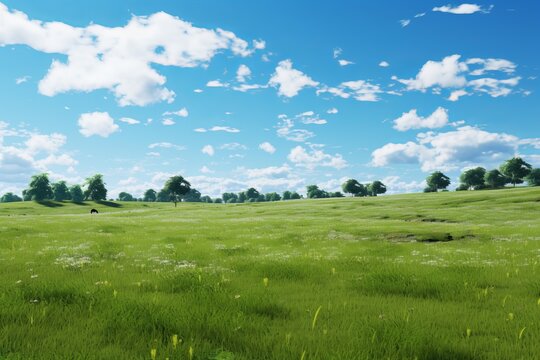 Peaceful meadow under a clear sky, capturing the essence of a natural setting