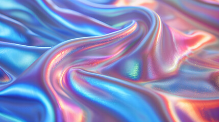 Iridescent fabric background. Shiny mother of pearl fabric, bright multi-colored fabric, pastel colorful spectrum liquid flow backgrounds.