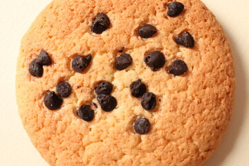 Cookies with chocolates on a colored background
