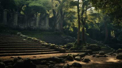 Mystical forest envelops Greek theater blending realities