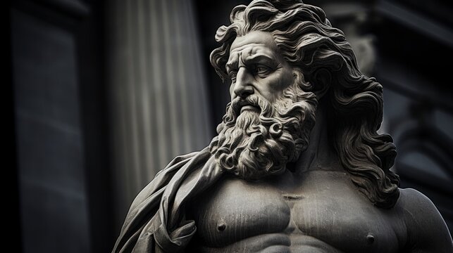 Classical statue of historical figure dignified with precise facial details