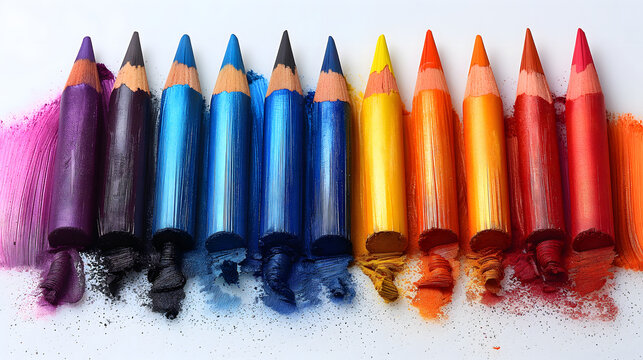 Colorful crayons on white background, closeup