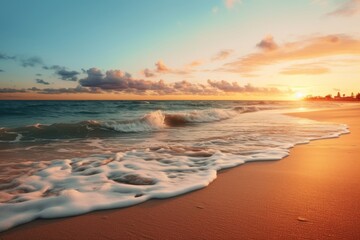 Tranquil and serene  background with a tranquil beach at sunset