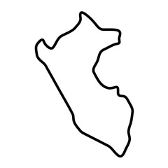 Peru country simplified map. Thick black outline contour. Simple vector icon