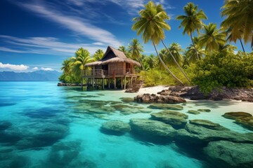 Tropical island getaways and picturesque landscapes for an idyllic summer holiday - obrazy, fototapety, plakaty