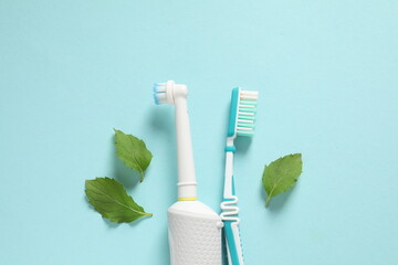 toothbrushes on a colored background
