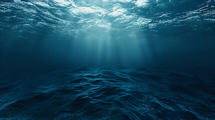 Dark Blue Ocean Surface Viewed from Underwater - obrazy, fototapety, plakaty