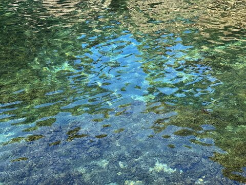  Sea water clear shiny turquoise blue surface