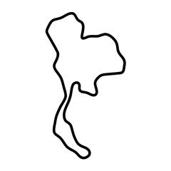 Thailand country simplified map. Thick black outline contour. Simple vector icon