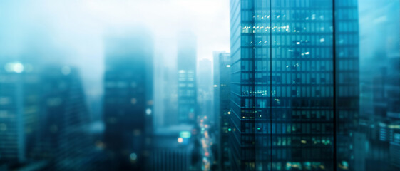 Defocused tall modern buildings background, cityscape - 763428744