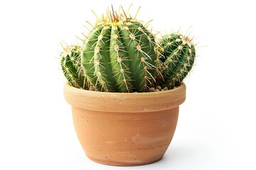 cactus in ceramic pot isolated on white background 