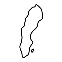 Sweden country simplified map. Thick black outline contour. Simple vector icon