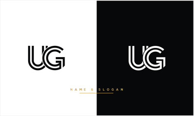 UG, GU, U, G, Abstract letters Logo Monogram