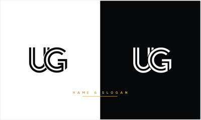 UG, GU, U, G, Abstract letters Logo Monogram