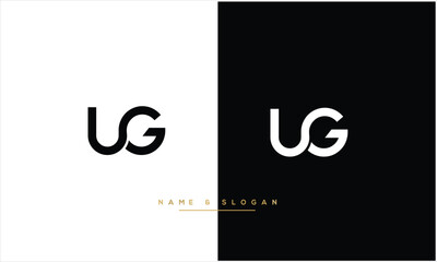 UG, GU, U, G, Abstract letters Logo Monogram