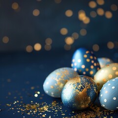 Golden and blue easter eggs