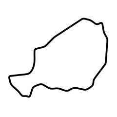 Niger country simplified map. Thick black outline contour. Simple vector icon