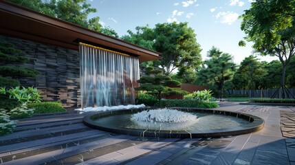 Obraz premium Outdoor home modern water feature fountain waterfall