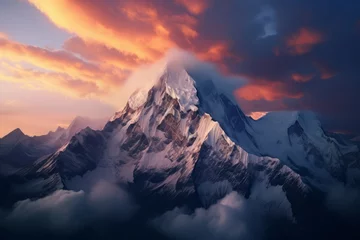 Crédence de cuisine en verre imprimé Everest Aerial shot of a majestic mountain range captured by drone technology
