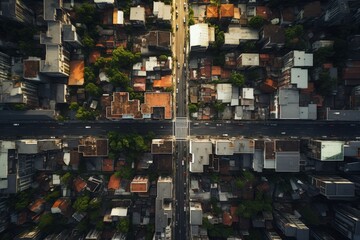 Aerial view showcasing the urban landscape captured by drone technology