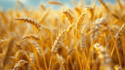 Fototapeta premium Fields of ripe wheat, ready for harvest, symbolizing prosperity and the agricultural roots of the Baisakhi festival