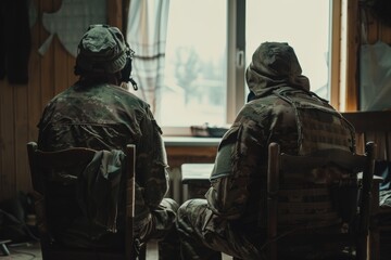 Ukrainian soldier mental health concept - obrazy, fototapety, plakaty
