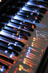 This unique keyboard captures the essence of melody, instantly converting played tunes into printable sheet music, a boon for arrangers and educators - obrazy, fototapety, plakaty