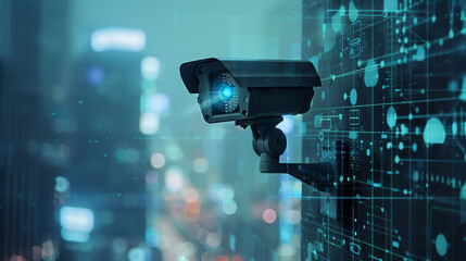 A futuristic security camera equipped with temporal analysis algorithms, predicting and alerting users to probable future events based on observed patterns