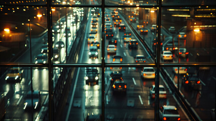 Road, highway with cars. Car traffic. Glare, headlights, glass.
 - obrazy, fototapety, plakaty