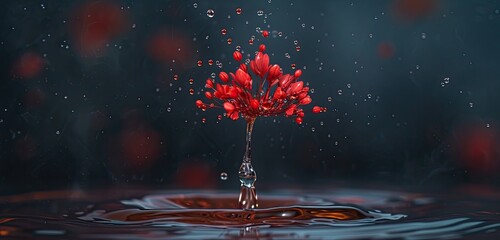 red water splash in slow motion - obrazy, fototapety, plakaty