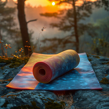 Yoga Mat, Yoga Pants, Peaceful and Focused, Mind clearing fog, Calm weather