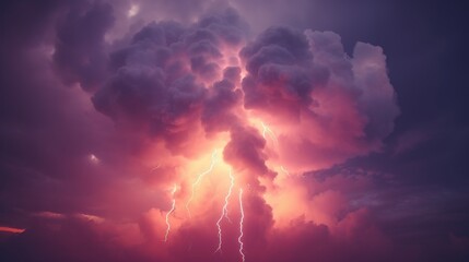 Majestic storm cloud with purple and yellow hues resembling chrome reflections in the sky