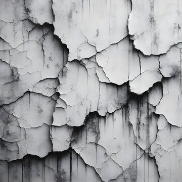 a cement wall with white cracks