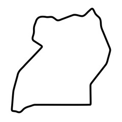 Uganda country simplified map. Thick black outline contour. Simple vector icon