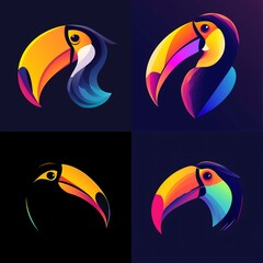 A beautiful and minimalist representation of a vibrant toucan in a vector logo, bringing a tropical flair with its colorful beak.