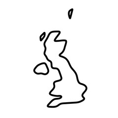 United Kingdom of Great Britain and Northern Ireland country simplified map. Thick black outline contour. Simple vector icon