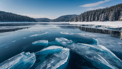 Frozen lake in Ukraine 