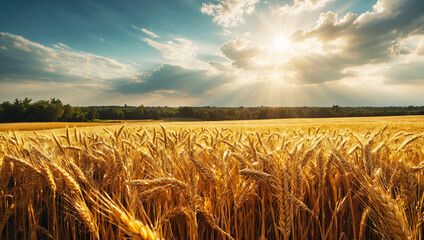 Golden wheat harvest  - obrazy, fototapety, plakaty
