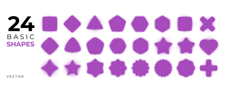 Set of basic shapes purple element vector illustration