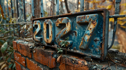 "2027" on the fence, top view