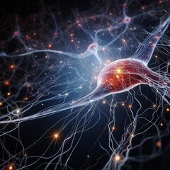 neural network human brain render - obrazy, fototapety, plakaty