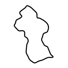 Guyana country simplified map. Thick black outline contour. Simple vector icon
