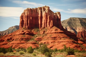 Fototapeta premium Towering red rock formations creating a striking natural vista